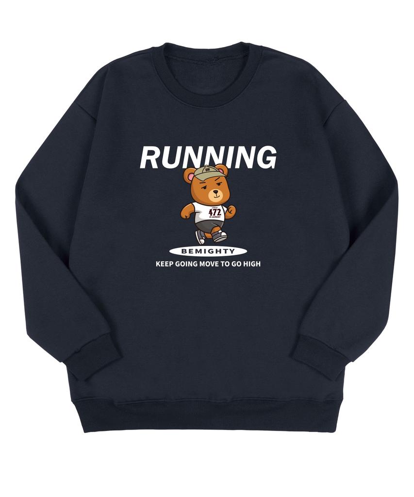 BEMIGHTY Road Running Bear Oversized Double-Sided Sweatshirt [Black]