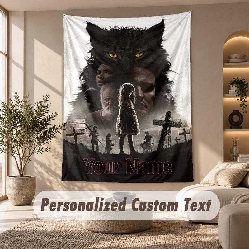 Tapestry Custom Name Text, Wall Hanging Tapestry Home Room DecorPet Sematary
