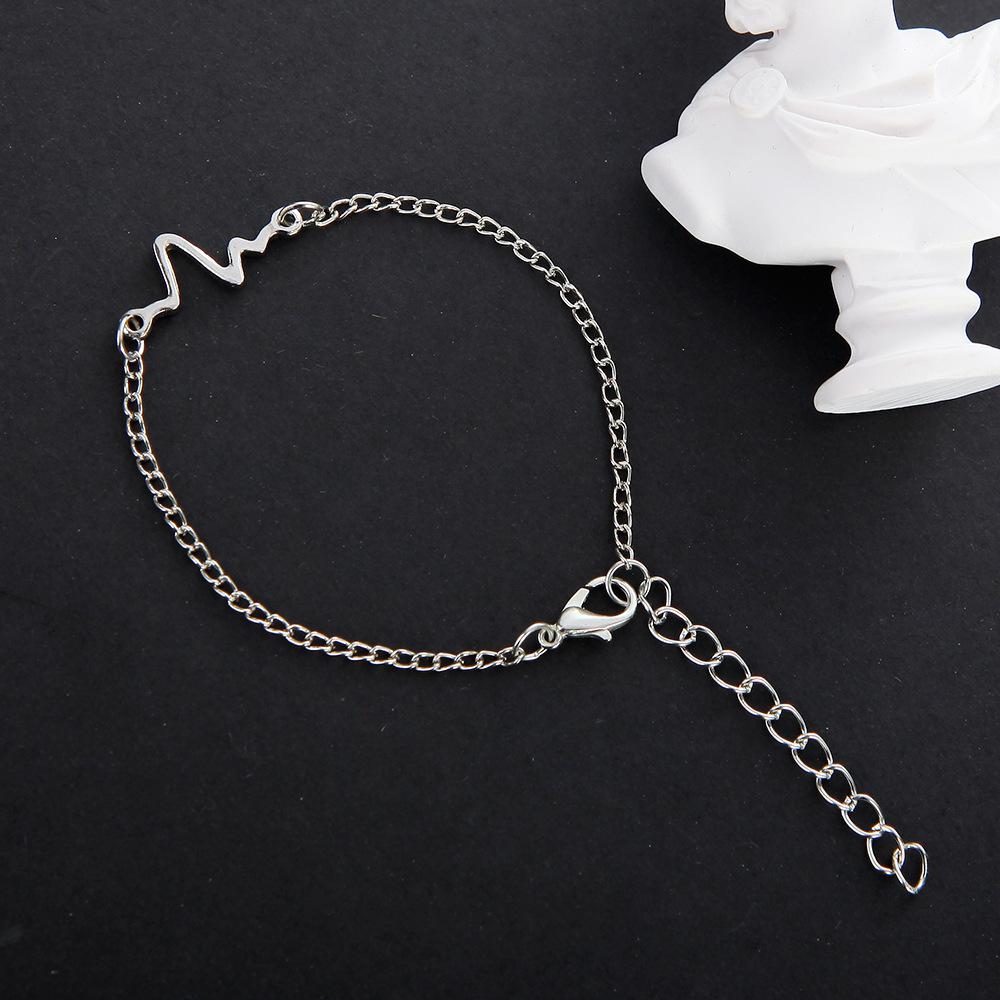 Ecg Punk Bracelet Simple Personality Design Lightning Heart Beat Frequency Couple Sales Bracelet