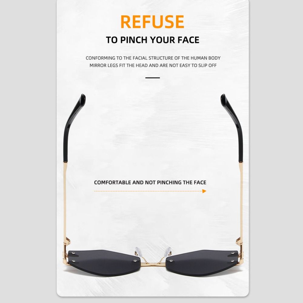 Солнцезащитные очки без оправы в стиле ретро с градиентом UV400, популярные металлические очки без оправы, квадратные солнцезащитные очки для мужчин и женщин