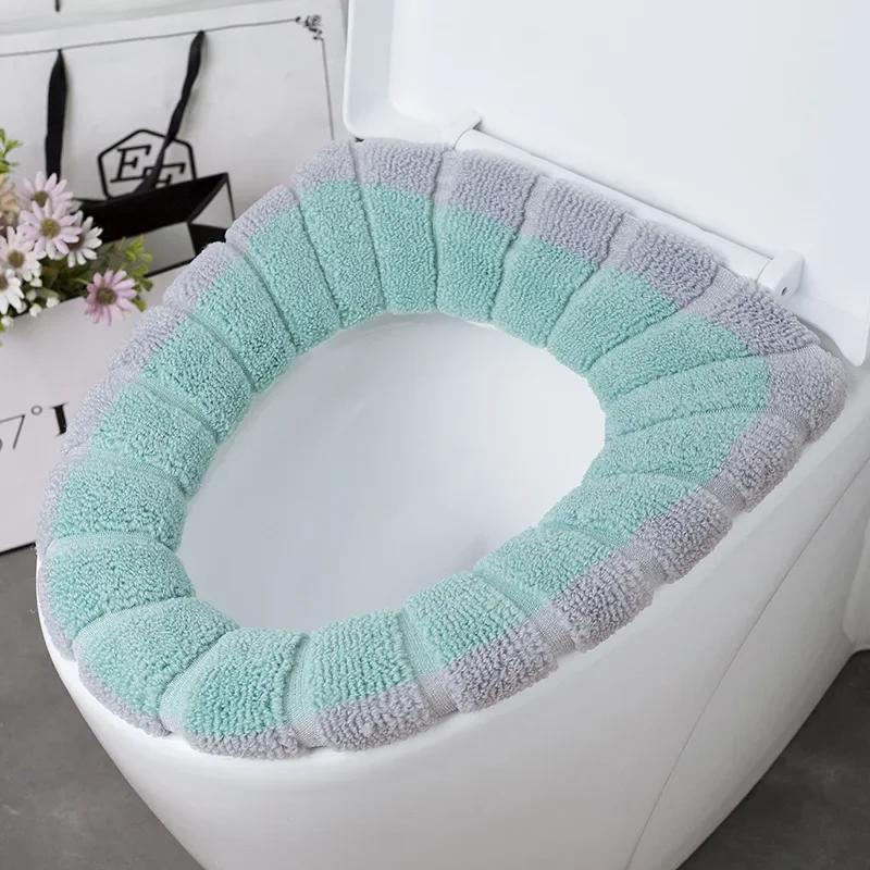 1Pc Bathroom Toilet Seat Cover Soft Warmer Washable Mat Cover Pad Cushion Seat Case Toilet Lid Cover Accessories Bath Home
