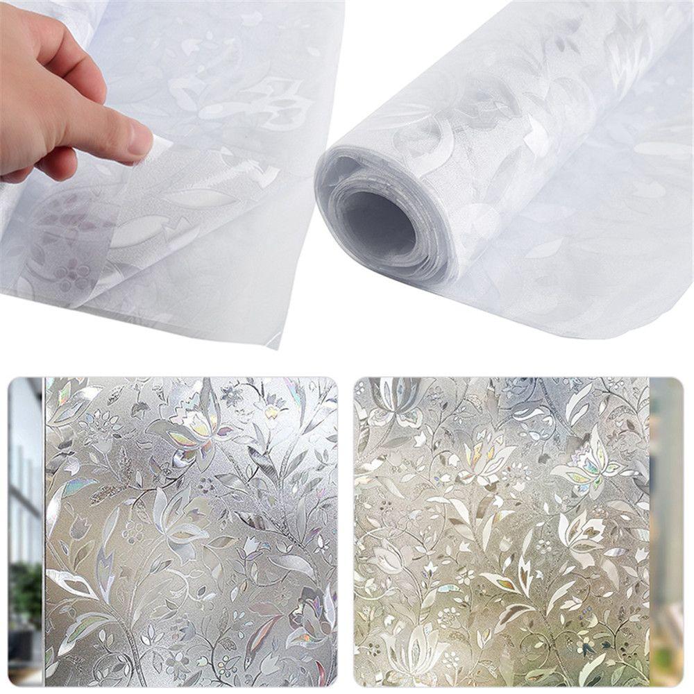 Flower Non-Adhesive Window Films Window Glass Sticker Glass Sticker 3D Static Decorative Privacy