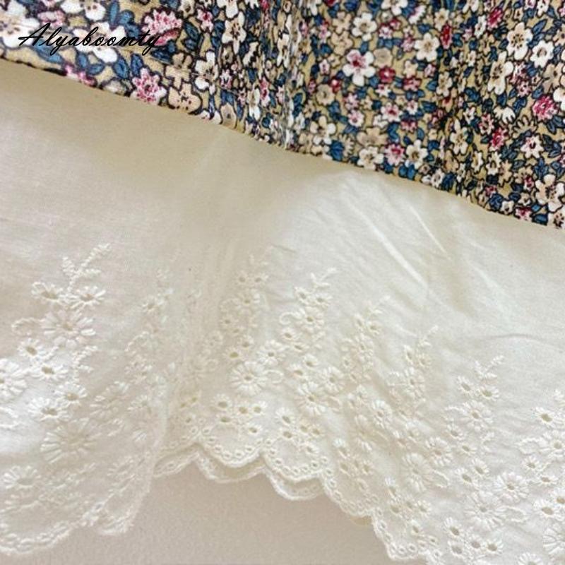 Японское летнее женское свободное платье Mori Girl с воротником Питера Пэна, лоскутное платье с вышивкой, ажурное платье из хлопка и льна, винтажное платье миди