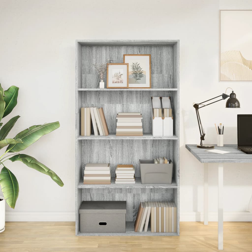 Bookshelf Grey Sonoma 80x30x152 cm Engineered Wood