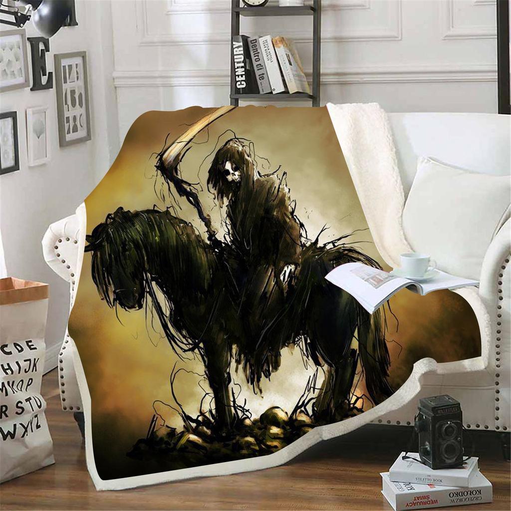 Cartoon Undead Horse Blankets Fluffy Soft Skin-Friendly Children Nap Blanket Cute Printed Luxury Fashion Flannel Throws