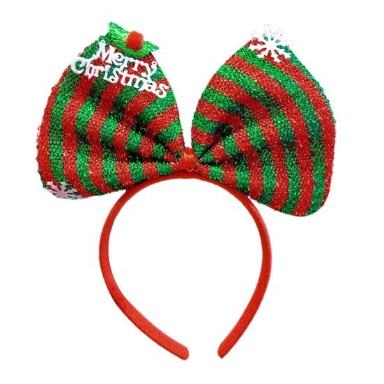 Рождественская повязка на голову с бантом для детей и взрослых, карнавальный костюм, украшение для вечеринки, красный, зеленый, с блестками, рождественский головной убор, реквизит для фотосъемки
