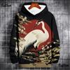 Animal Hoodies For Men 3d Crane Print High-Quality Men Clothing Daily Casual Long Sleeved Loose Oversized Pullover Harajuku Tops