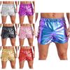 Mens Metallic Hot Pants Slim Fit Booty Shorts Side Pockets for Yoga Nightclub Events
