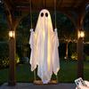 Festive Hanging Ghost with LED Lights Large Swing Halloween Decoration Remote Control And String Creative for Front Door Light, Outdoor Scary