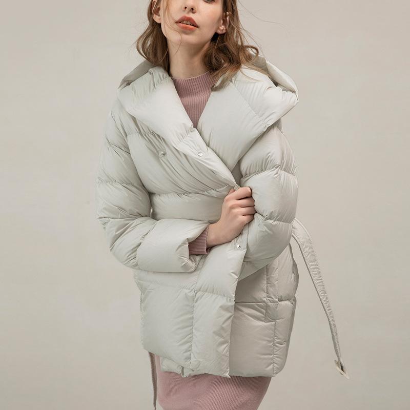 Пуховик женский средний и длинный 2024 новая зимняя женская одежда в стиле Цзяннань простая теплая куртка на утином пуху