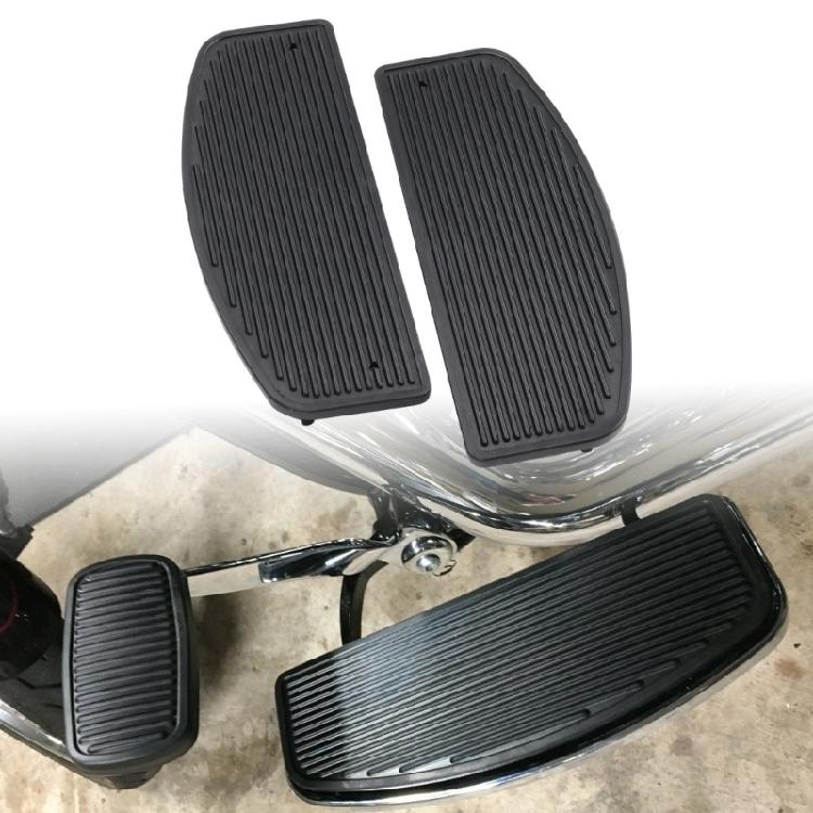 Hard Rubber Motorcycle Floorboard Insert Pair, Ribbed Front Replacement Pads, D-Shape Black Set, Left Right Pads, 30cm/11.8inch x 10.5cm/4.1inch