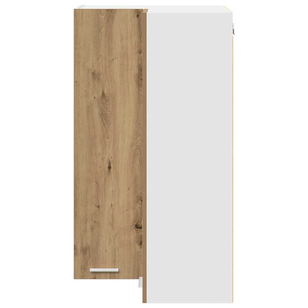 Hanging Corner Cabinet with Door Artisan Oak and White 57 x 57 x 100 cm