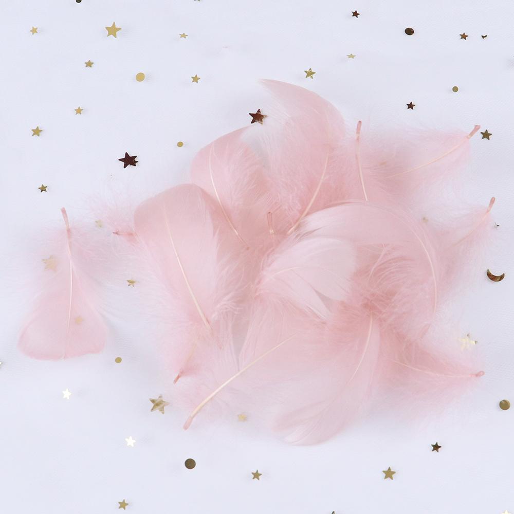 Natural Goose Feathers 4-8Cm Small Floating Leather Pink Swan Feather Plume For Craft Wedding Jewelry Decoration Plumes 100Pcs