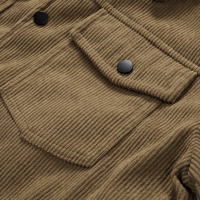 Mens Corduroy Jacket Casual Slim Fit Workwear Style Single Breasted Notched Collar Outerwear