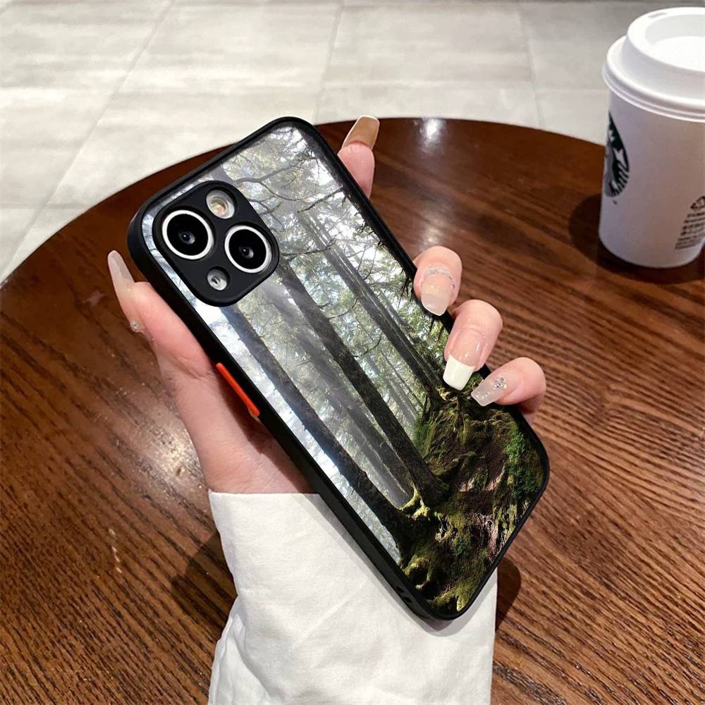 Чехол для телефона с матовым покрытием «Лес Пляж Восход Горы Природа» для iPhone 16 15 14 11 12 13 Mini Pro Max X XR XS ударопрочный