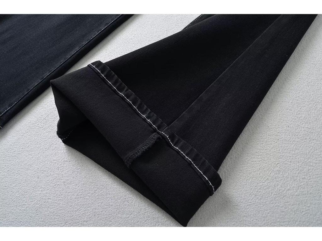 Женские расклешенные джинсы с заниженной талией в стиле ретро 2024 года, белые, с эффектом потертости