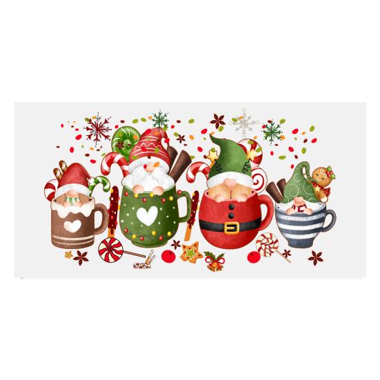 Наклейка на чашку Рождественская елка Санта-Клаус Водонепроницаемая самоклеящаяся Отличная липкость Противоскользящая прозрачная печать Кофейная чашка УФ DTF наклейка