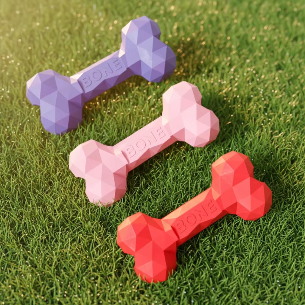 Bite Training Eco-Friendly Rubber Chewing Resistance and Durability Bone Shape Design Multi-functional Pet Dog Chew Toy