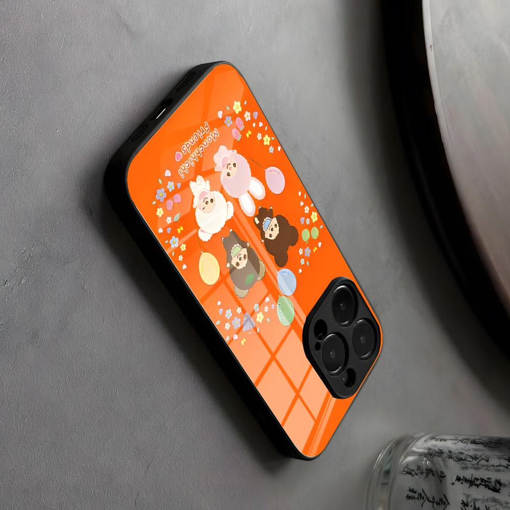 Cartoon M-Monchhichis Phone Case Glass For IPhone17 Air 16 15 17 14 Pro Max 13 12 11 X XS XR Plus For Samsung S Dirty Resistant