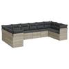 10 piece Garden Sofa Set with Cushions Light Grey Poly Rattan