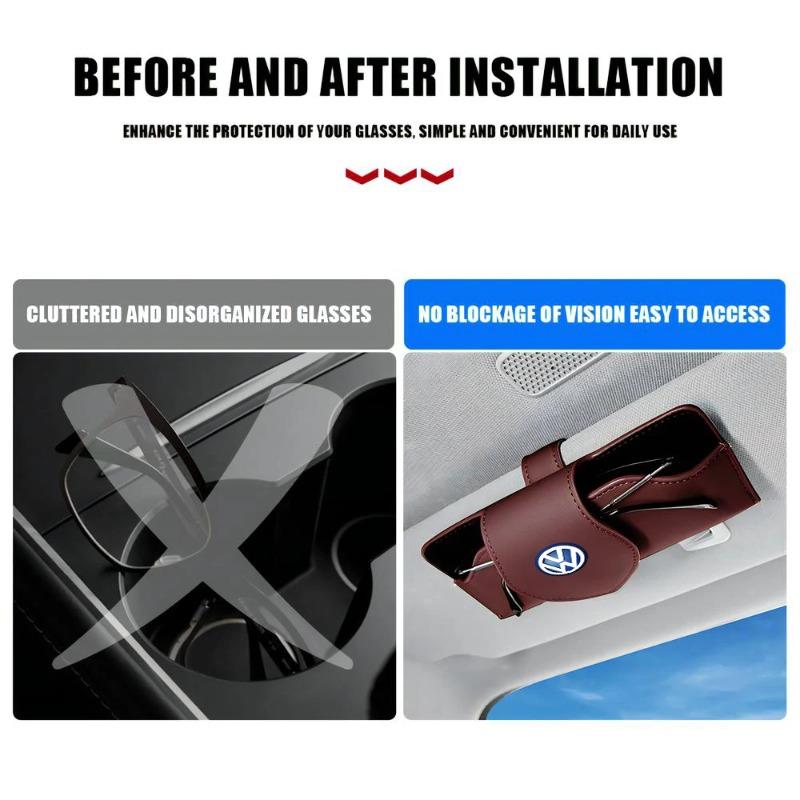 Hub Caps Car Leather Glasses Case Sun Visor Sunglasses Clip Organizer Box For Volkswagen Golf Beetle Passat B8 VW Jetta Rline Po