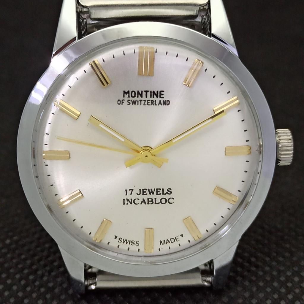 ВОССТАНОВЛЕННЫЕ МУЖСКИЕ ШВЕЙЦАРСКИЕ ЧАСЫ MONTINE 17 JEWELS INCABLOC WINDING a285416-12