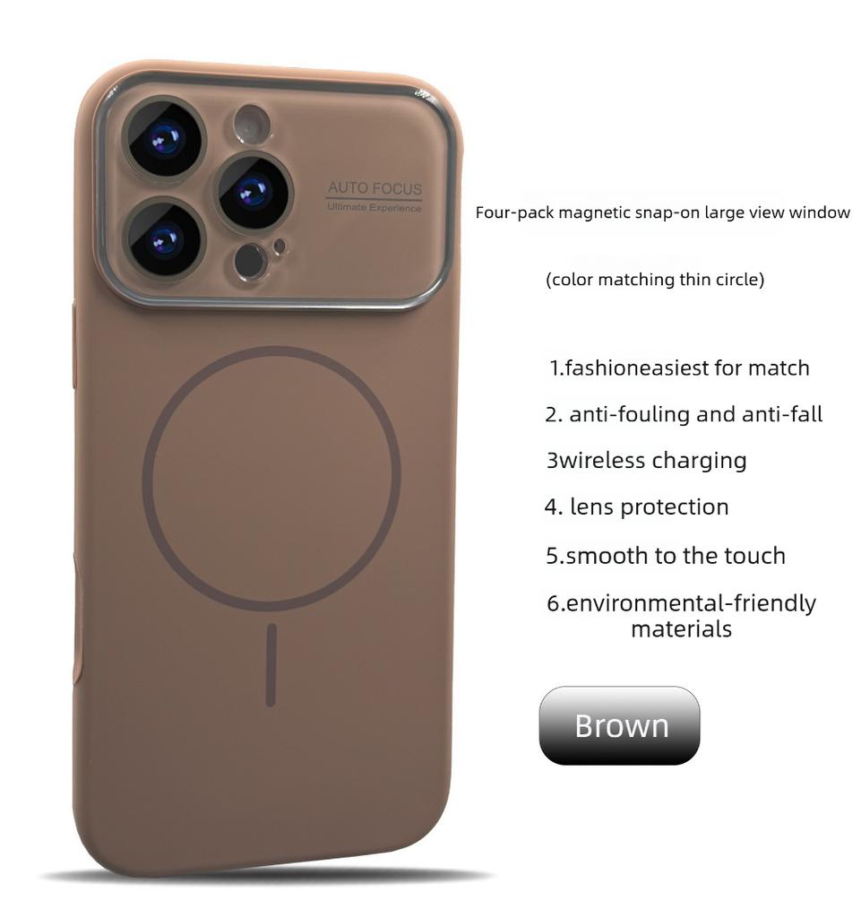Совместим с iPhone 17, Жидкий силикон с большим окном, Полное покрытие, Тонкий круглый защитный чехол для Apple 16 с магнитной зарядкой