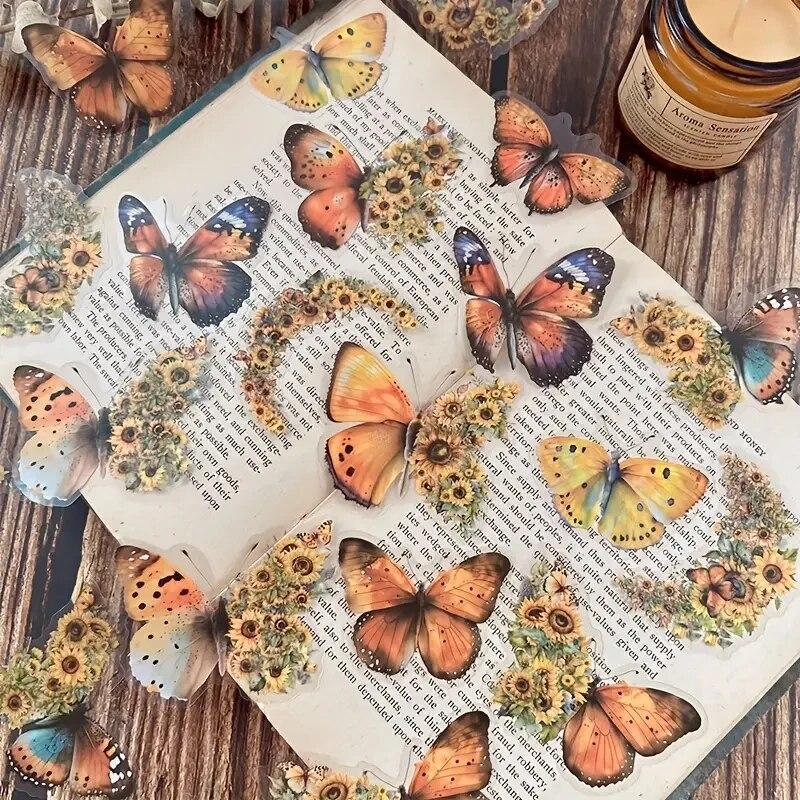 30 pcs/lot Butterfly Flower Themed DIY Decorative Stickers Pack Decorative Stickers For Scrapbook Label Diary Album Planner
