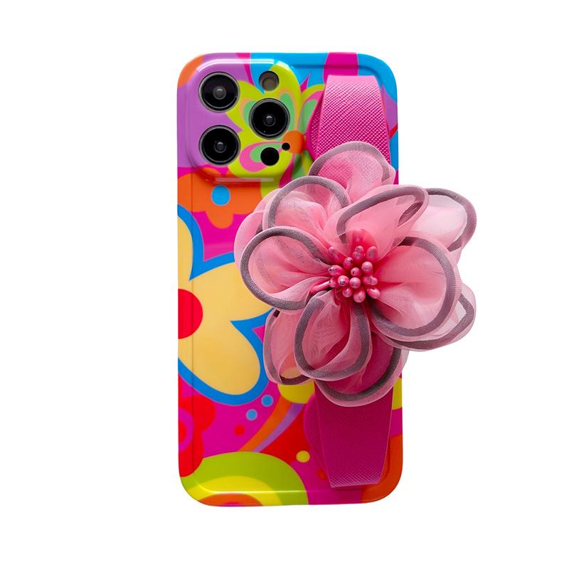 Цветочный браслет для Apple 15 Чехол для мобильного телефона Graffiti IPhone14 Messenger Rope 16promax Силиконовый мягкий чехол для женщин