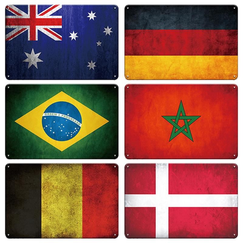 INEED Декор флаг страны винтажные постеры доска металлическая вывеска настенное художественное украшение жестяная вывеска бар паб гостиная домашняя железная живопись