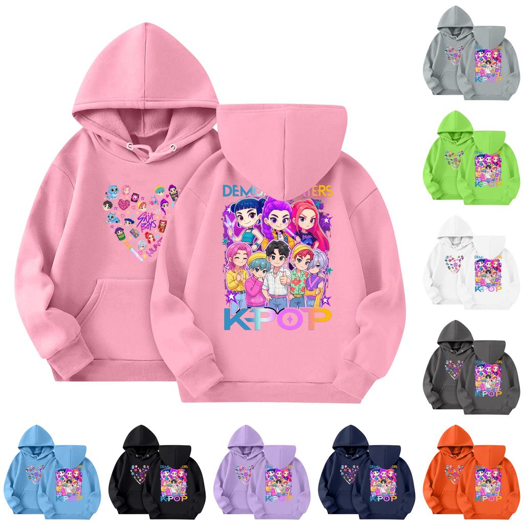 Child Fashion Lightweight Long Sleeve Pullover With Pockets  Print Hoodie