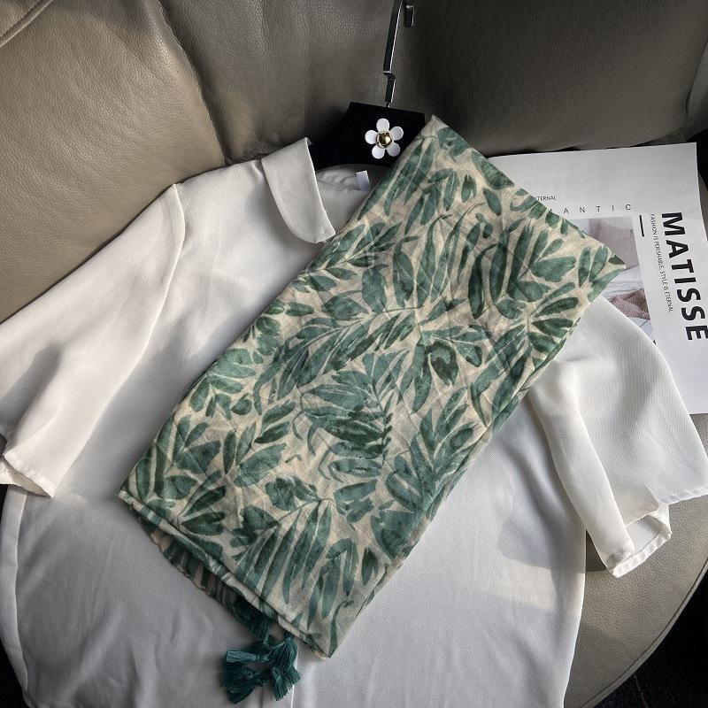 Fashion Luxury Brand Ombre Big Floral Tassel Viscose Shawl Scarf Lady Soft Thin Beach Wrap Pashmina Stole Bufandas Muslim Hijab