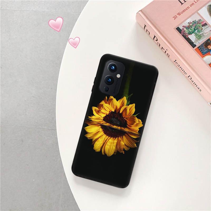 Для OnePlus 9 Pro 8 5G 7 9R 7T 8T Z Daisy Sunflower Черный матовый чехол из ТПУ с росписью чехол для телефона OnePlus Nord 2 CE N10 N100 N200