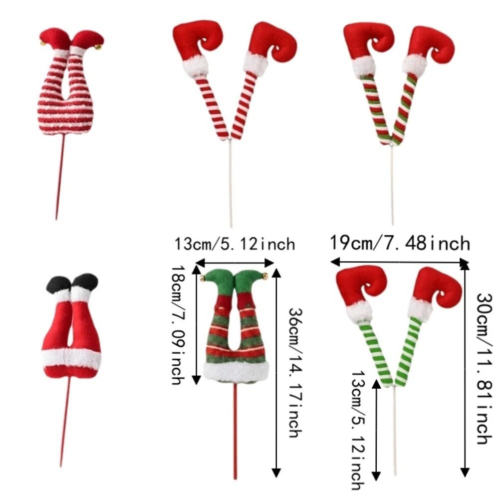Stuffed Christmas Elf Legs Striped Pants Christmas Tree Top Decoration Room Decorations