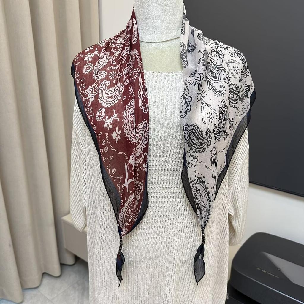 Cotton And Linen Triangle Scarf Summer Thin Silk Scarf Women'S High-End Shawl Women'S Versatile Belt Japanese And Korean Fart Curtain Scarf