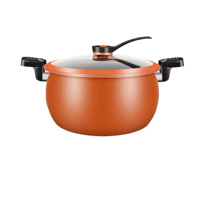 8L Nonstick Cast Iron Pressure Cooker Stovetop Soup Stewing Multi-Use Pot Compatible With Induction Gas