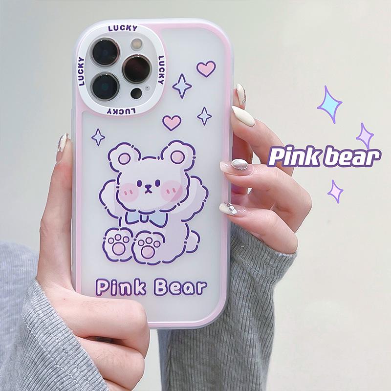 Zhitai Big Eyes Cartoon Bear Silicone Case for iPhone 13/14/15 Pro Max