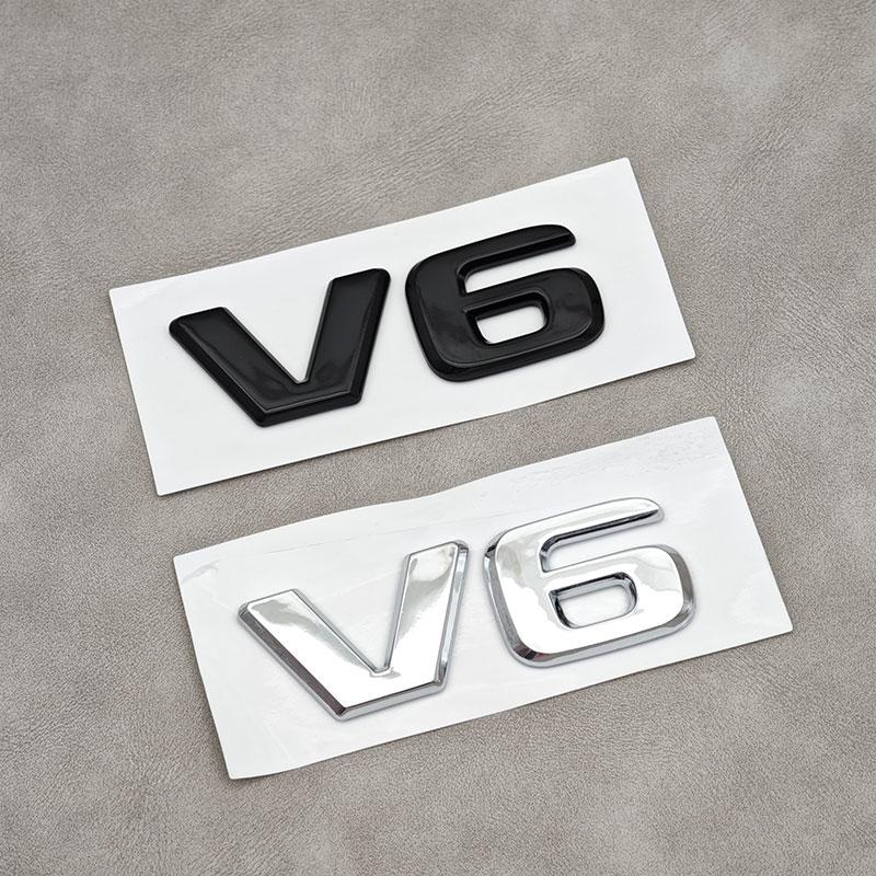 3D ABS V6 Логотип Черный Хром Буквы Значок Эмблема Наклейка Декаль на Задний Багажник Автомобиля