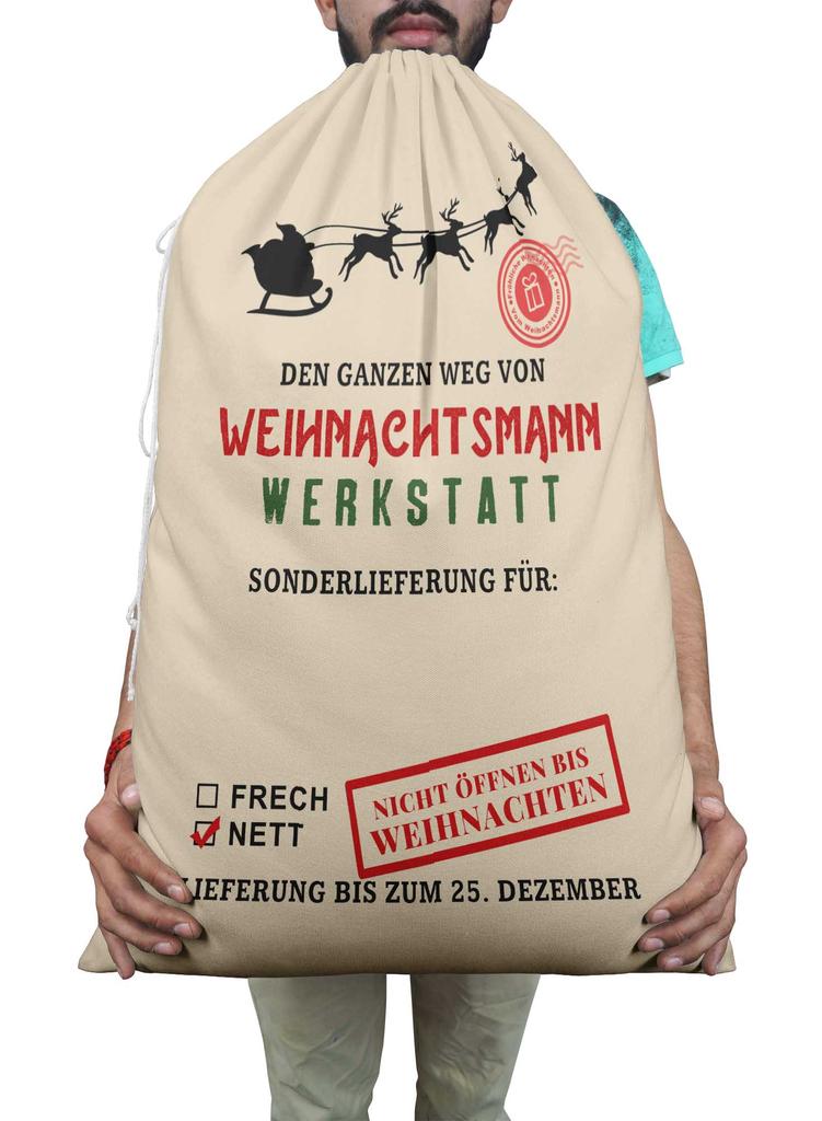 Printtoo Большая холщовая сумка на шнурке, рождественские мешки, подарочный мешок Санты, индивидуальный подарок на вечеринку, 2 шт., 27x20 дюймов