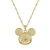 Cartoon Mickey Minnie Mouse Studded with Zircon Necklace for Women Girl Stainless Steel Chain Sweet Gift for Friends Fans KTJ