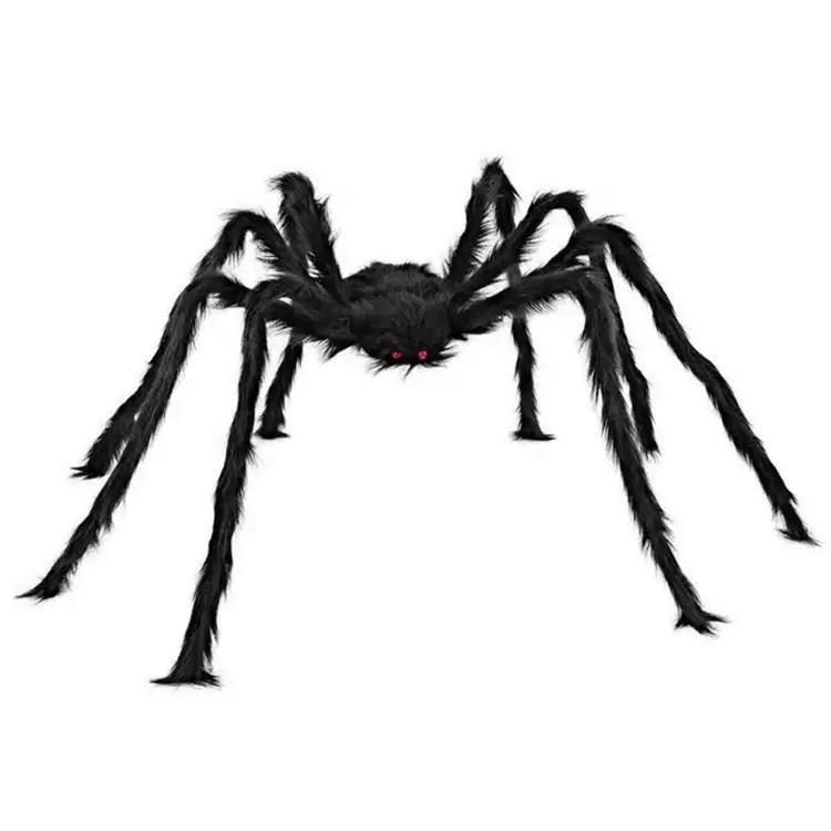 Large Plush Spider Halloween Decoration Prop - Realistic Black Prank Toy