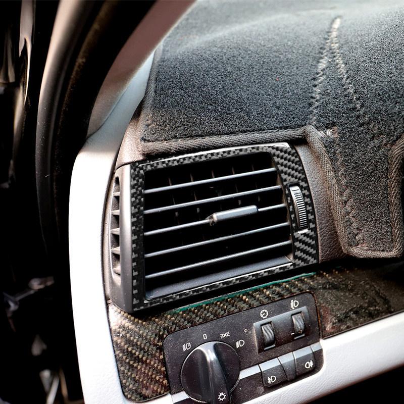 Carbon Fiber Stickers Air Outlet Air Conditioner Vents Modification Cover Trim Strips For BMW 3 Series E46 Car Inner