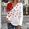 Love Print Women Tshirts Ladies Tops Long Sleeve V-neck Pullover Femme T-shirts T Shirt For Women