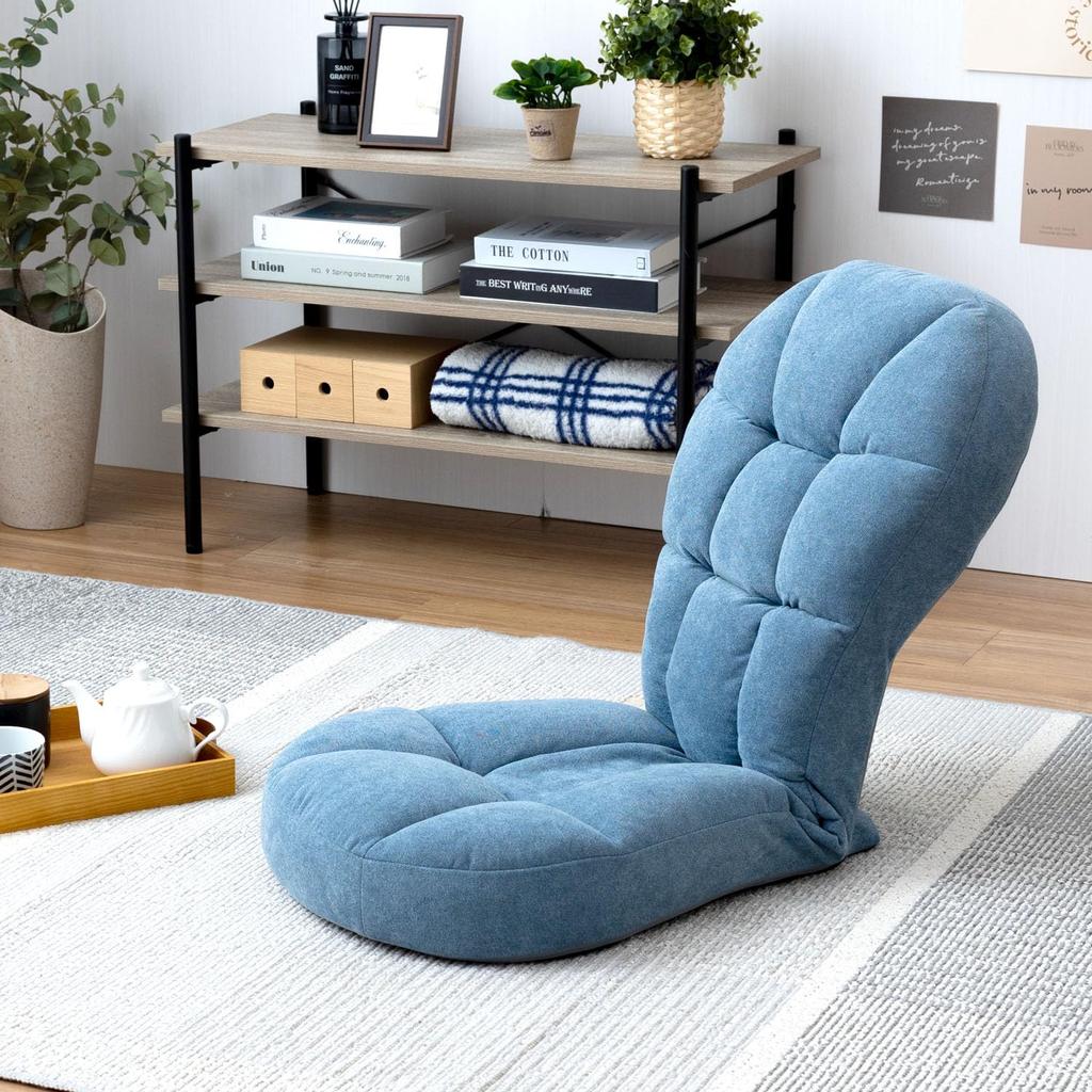 Doshisha Fluffy Hug Chair Compact Posture Relaxing Folding 2WAY Reclining Gaming Backrest Waist Cushion Blue MDC-BL