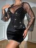 Сексуальная перспектива сетки горячая алмазная нижняя рубашка стразы блестящая полая крышка на женской сексуальной одежде