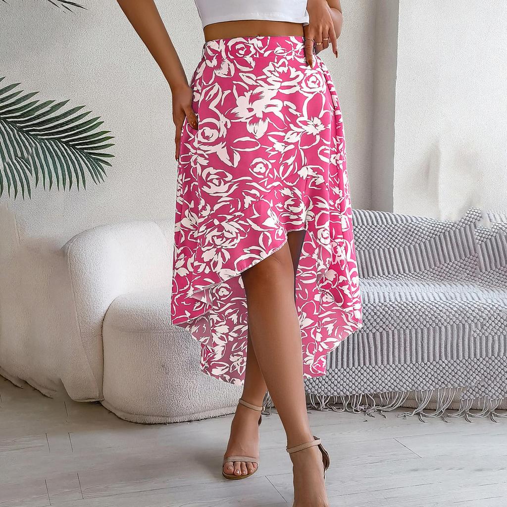 Женская юбка средней длины на весну и лето, с высокой талией, трапециевидной формы, прямой цвет с принтом