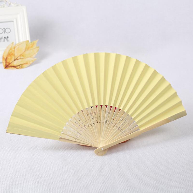 White Paper Hand Fan DIY Blank Folding Fan Vintage Chinese Style Solid Color Dance Wedding Party Bamboo Folding Fans Crafts Art