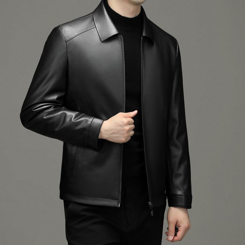 Новая зимняя кожаная куртка-пуховик мужская модная тонкая 90% белая утиная пуховая мужская стираная куртка из искусственной кожи