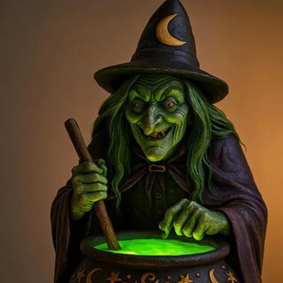 Хэллоуинский светильник-котел ведьмы со зловещим зеленым свечением, светодиодная ландшафтная подсветка, жуткий свет горшка ведьмы для гостиной, спальни, офиса