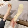 Прозрачные туфли на высоком каблуке с ремешком из одного слова, крутые шлепанцы, женская летняя обувь 7 см, сандалии женские 2025 новые хрустальные шлепанцы 832-1